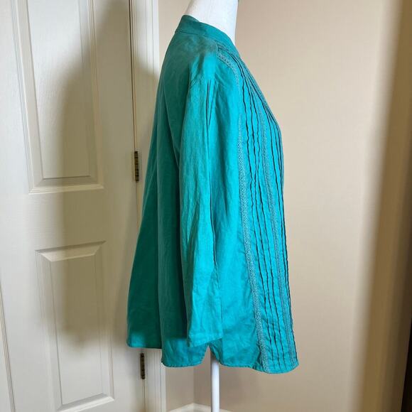 Vintage Bloomingdale’s Linen Shell and Shirt Set Turquoise Size Medium and Large - Picture 6 of 15